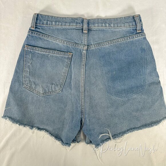 Zara High-Rise Button Fly Denim Cut Off Shorts Size 6 - Picture 4 of 12